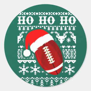 Funny American Football Ugly Christmas Sweater Boy Runder Aufkleber
