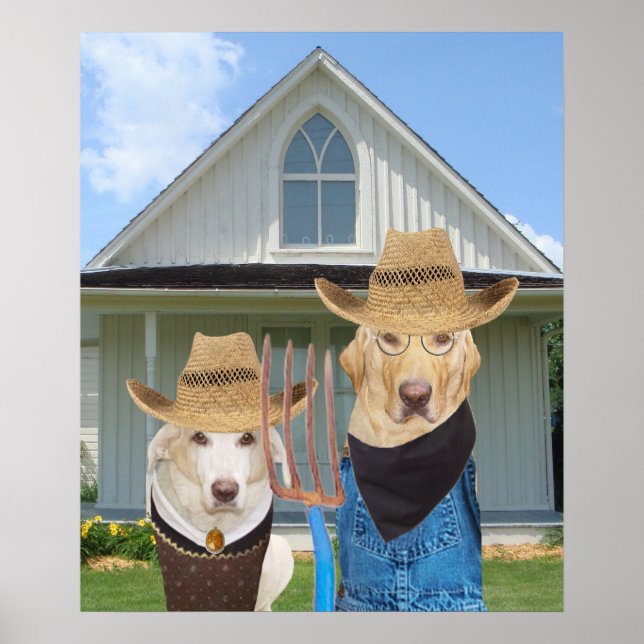 Funny American Gothic Labrador Poster (Vorne)