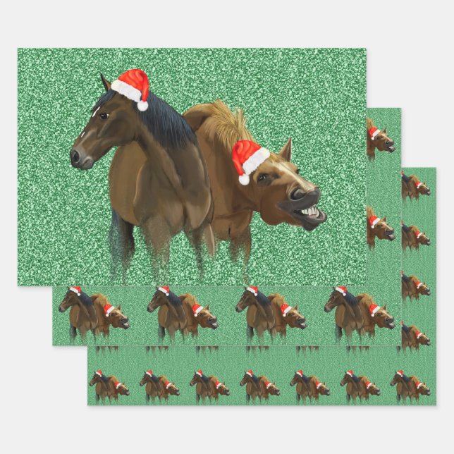 Funny American Horses trägt Weihnachts-Weihnachtsm Geschenkpapier Set (Set)