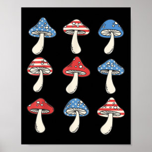 Funny American Mushroom USA Flag 4. Juli Poster