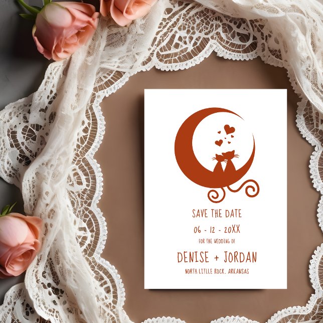 Funny Amorous Romantic Cats Couple Wedding  Gummistempel (Funny Amorous Romantic Cats Couple Wedding rubber stamp.)