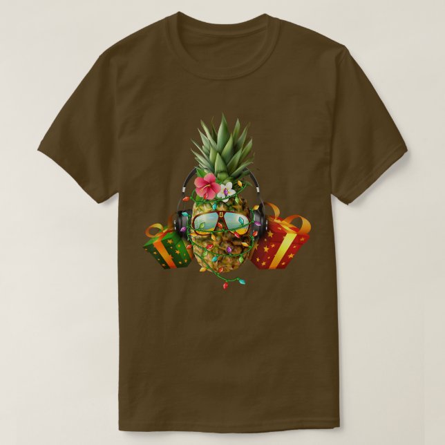 Funny Ananas Weihnachtsbaum Lichter Weihnachten We T-Shirt (Design vorne)