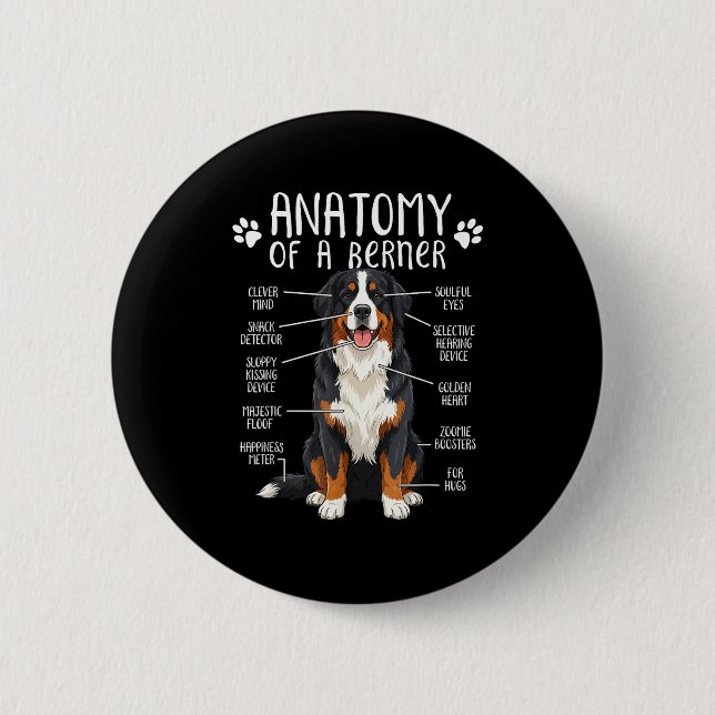 Funny Anatomy Bernese Mountain Dog Cute Berner Lov Button (Vorderseite)