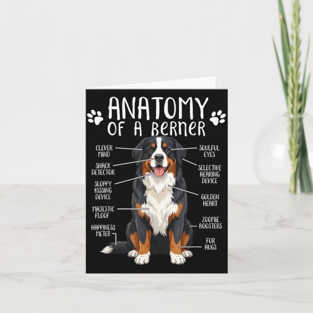 Funny Anatomy Bernese Mountain Dog Cute Berner Lov Karte (Vorderseite)