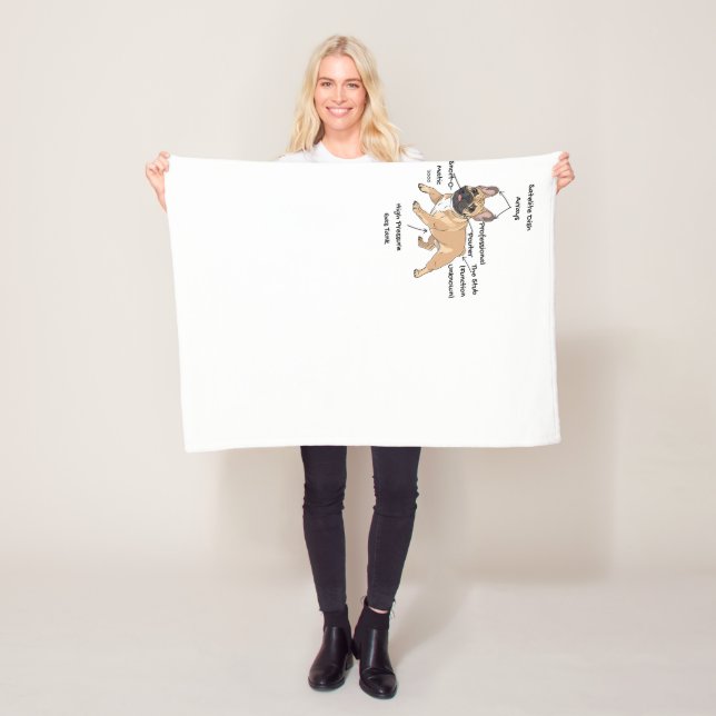 Funny Anatomy of a French Bulldog Illustration Fleecedecke (Beispiel)