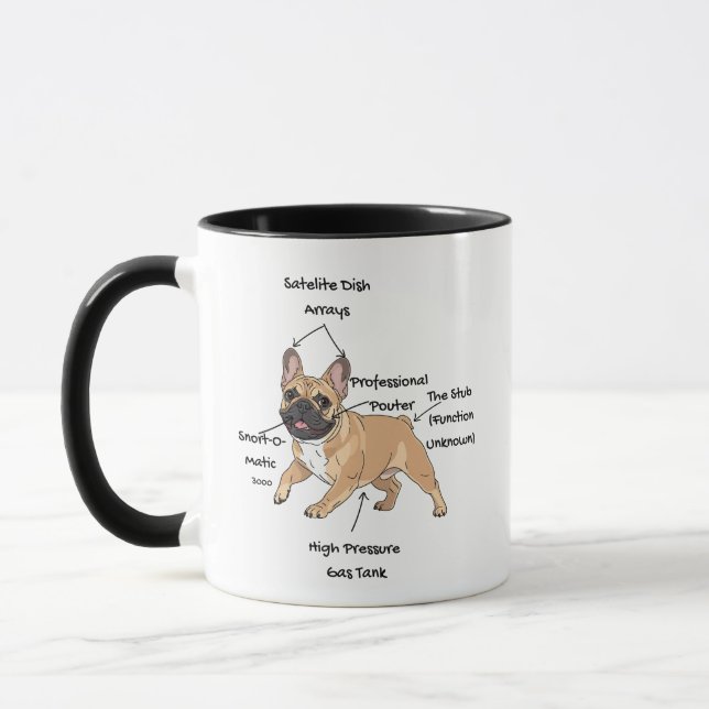 Funny Anatomy of a French Bulldog Illustration Tasse (Links)