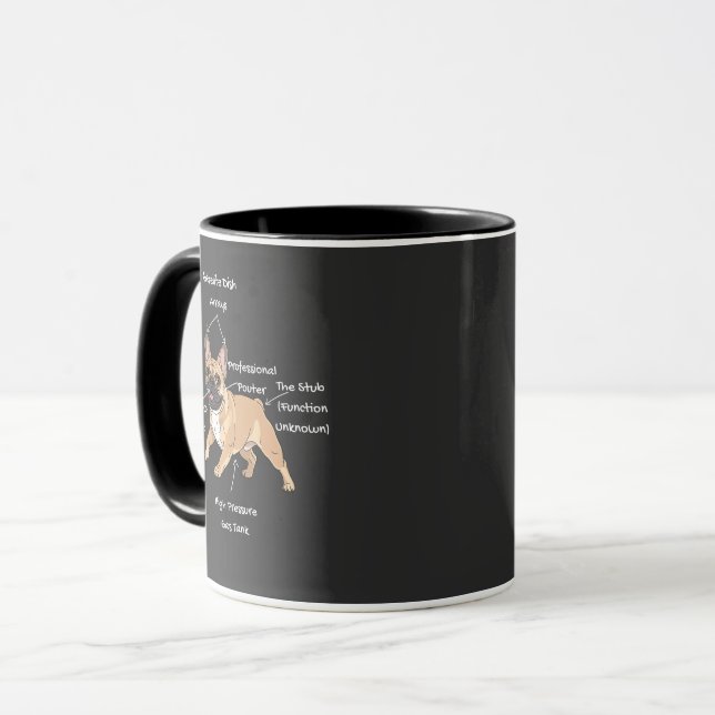 Funny Anatomy of a French Bulldog Illustration Tasse (Vorderseite Links)