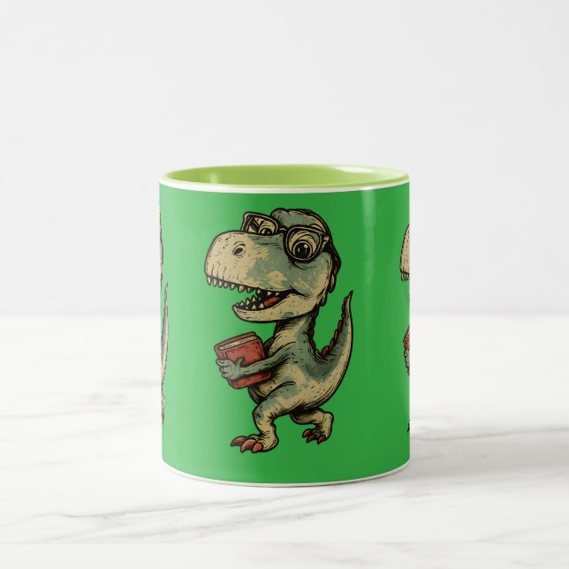 Funny and cute dino zweifarbige tasse (Mittel)