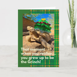 Funny and Festive Grinch Sulcata Tortoise Holiday Karte