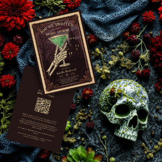 Funny and Sophisticated Halloween Gothic Cocktail Einladung