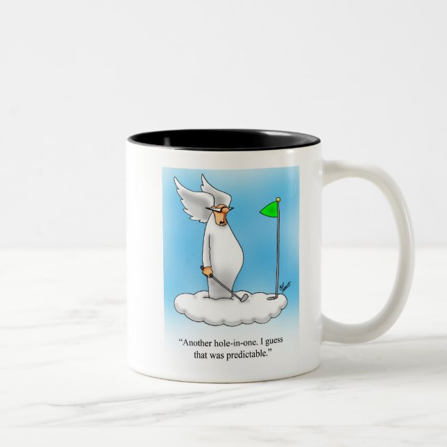 Funny Angel Golf Spaß Tasse! Zweifarbige Tasse (Rechts)