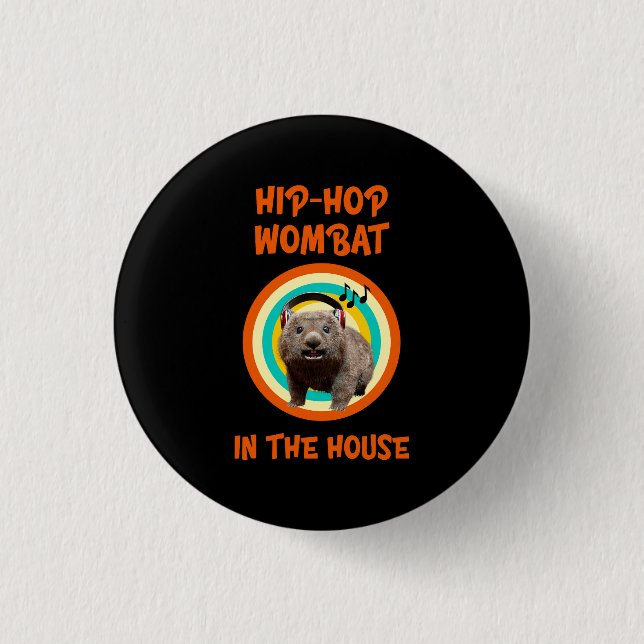 Funny Angesagt hop Wombat im Haus Button (Vorderseite)