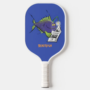 Funny angler fish cartoon  pickleball schläger