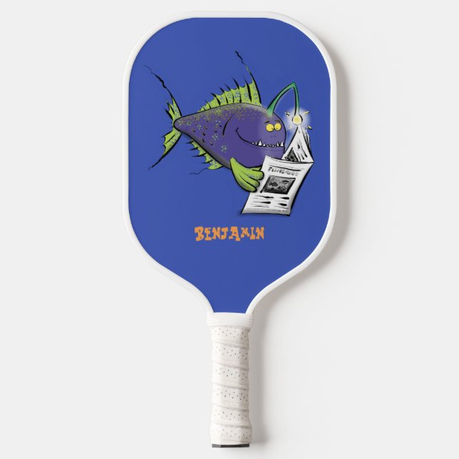 Funny angler fish cartoon  pickleball schläger (Vorderseite)