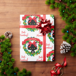 Funny Angry Black Cat Bah Humbug Geschenkpapier