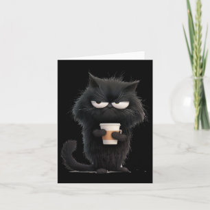 Funny Angry Black Cat T-Shirt Niedlicher Kaffee Lo Karte