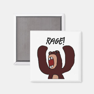 Funny Angry Brown Bär Cartoon - Stresstout Magnet