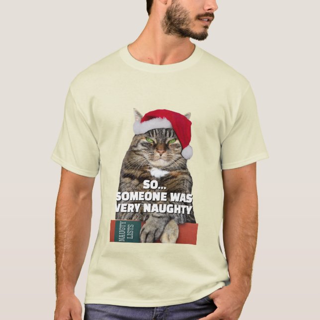Funny angry cat Christmas T-Shirt (Devant)