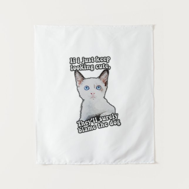Funny angry cat meme for kitty persons &cat owners wandteppich (Vorderseite)