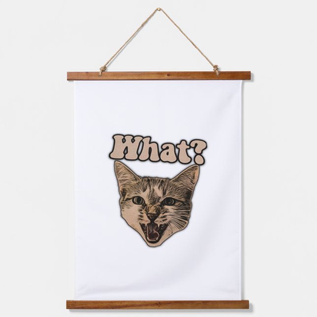 Funny angry cat meme für Katzenfreunde & Katzenlie Wandteppich Mit Holzrahmen (Vorderseite)