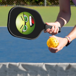 Funny Angry Face Green Black Pickleball Schläger