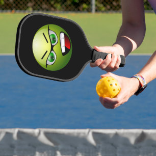 Funny Angry Face Green Black Pickleball Schläger
