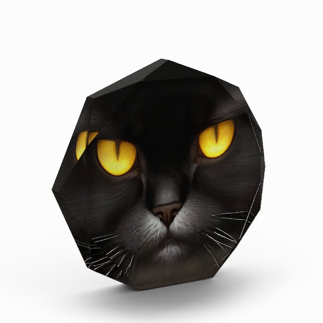 Funny Angry Fluffy Black Persian Kitty Cat Face Fotoblock (Links)