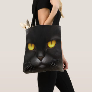 Funny Angry Fluffy Black Persian Kitty Cat Face Tasche