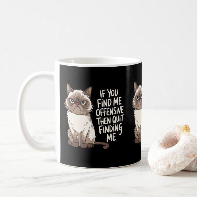 Funny Angry Grumpy für Katzen Besitzer Katzen Mama Kaffeetasse (Mit Donut)
