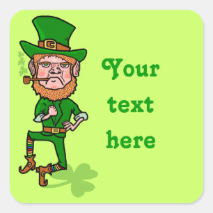 Funny Angry Lucky Irish Leprechaun Quadratischer Aufkleber