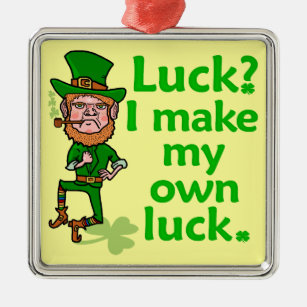 Funny Angry Lucky Irish Leprechaun Silbernes Ornament