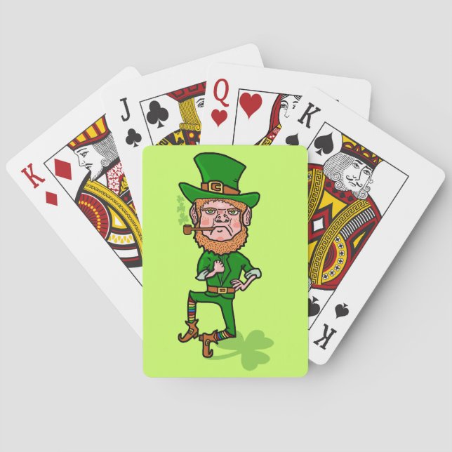 Funny Angry Lucky Irish Leprechaun Spielkarten (Rückseite)