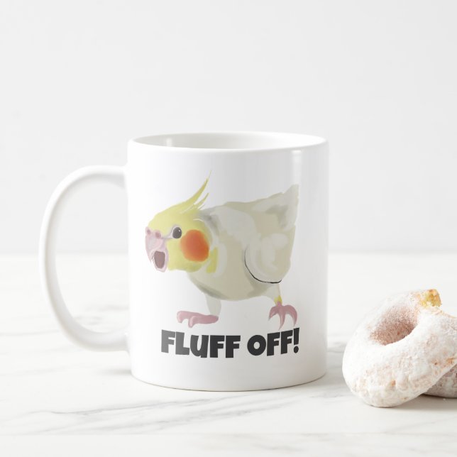 Funny Angry Lutino Cockatiel Fluff Off Pet Parrot  Kaffeetasse (Mit Donut)