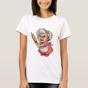 Funny Angry Old Lady mit Rolling Button Cartoon Ar T-Shirt