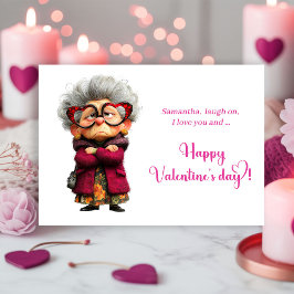 Funny Angry Old Lady Valentine Card Quirky Feiertagskarte