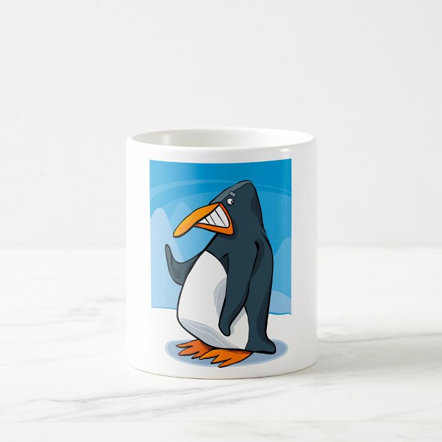 Funny Angry Pinguin Cartoon Cool Waving Kaffeetasse (Von Creator hochgeladen)