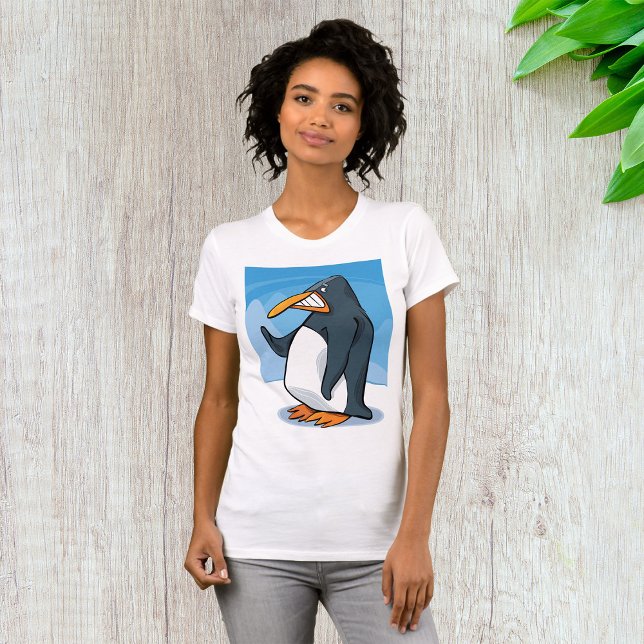 Funny Angry Pinguin Cartoon Cool Waving T-Shirt (Von Creator hochgeladen)