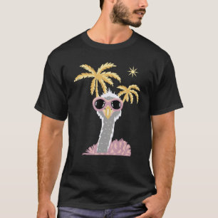 Funny Animal Art Strauß in Sonnenbrille in Palm Tr T-Shirt