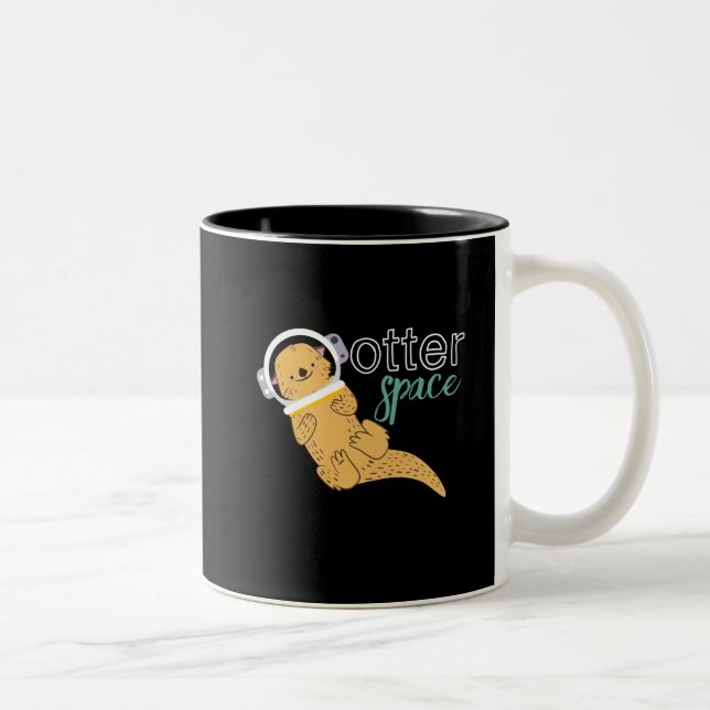 Funny Animal Cartoon Spaß Otter Space Zweifarbige Tasse (Rechts)