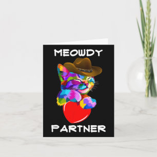 Funny Animal Cat Meowdy Partner Western Line Tanz Karte