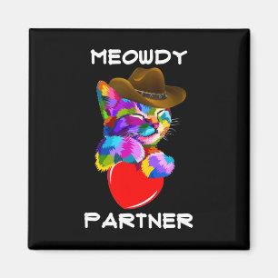 Funny Animal Cat Meowdy Partner Western Line Tanz Magnet