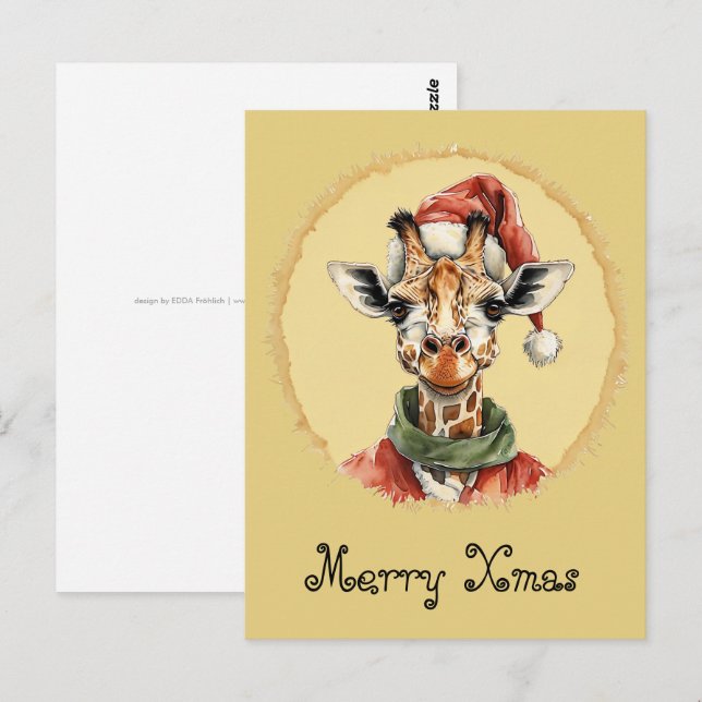 Funny Animal Christmas Favorites - Giraffe 1 Postkarte (Vorne/Hinten)