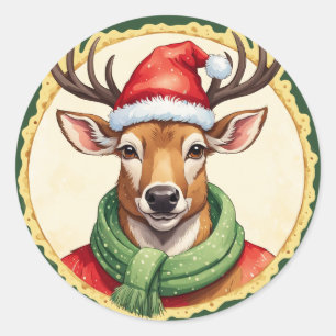 Funny Animal Christmas Favorites - Hirsch 2 Runder Aufkleber
