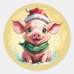Funny Animal Christmas Favorites - Piglet 1 Runder Aufkleber