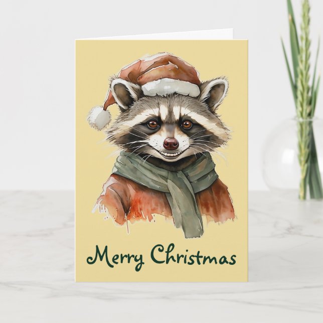 Funny Animal Christmas Favorites - Raccoon 1 Karte (Vorderseite)