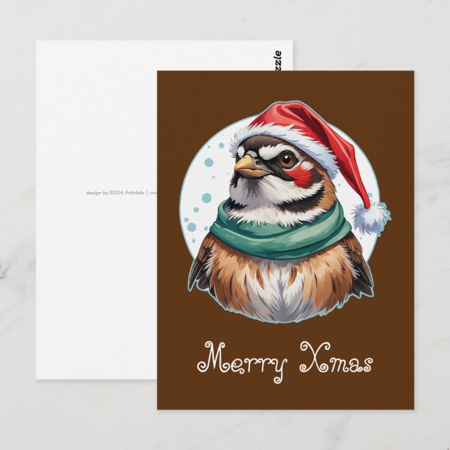 Funny Animal Christmas Favorites - Sparrow 1 Postkarte (Vorne/Hinten)