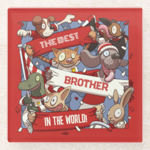 Funny Animal Fans Bester Bruder bearbeitbarer Cart Glasuntersetzer