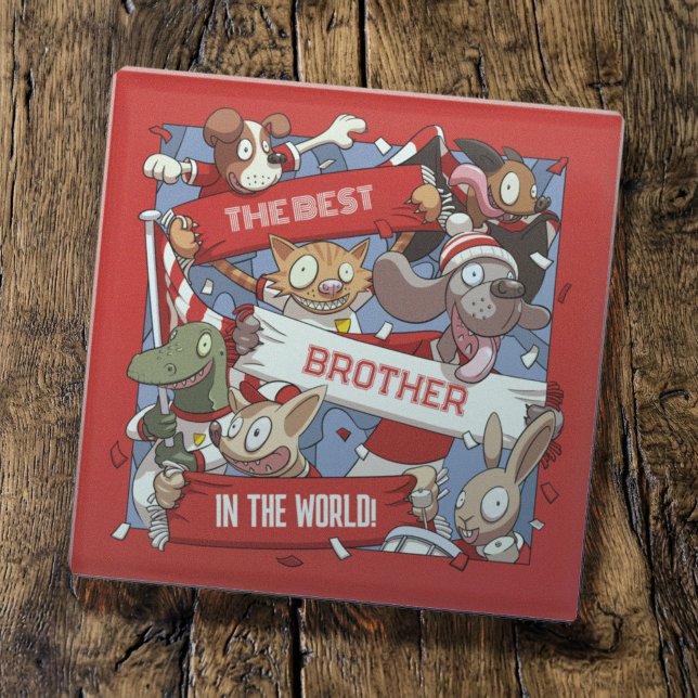 Funny Animal Fans Bester Bruder bearbeitbarer Cart Glasuntersetzer (Von Creator hochgeladen)
