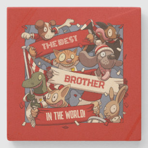 Funny Animal Fans Bester Bruder bearbeitbarer Cart Steinuntersetzer