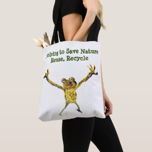 Funny Animal Frog Recycle Message Tasche